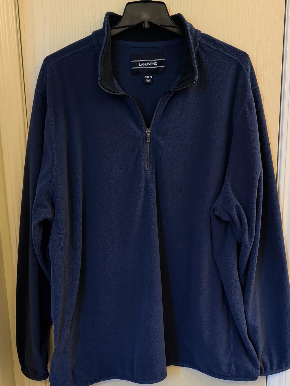 Lands' End Men's Navy Half-Zip Fleece Pullover 3XL Tall 3XLT Quarter Zip